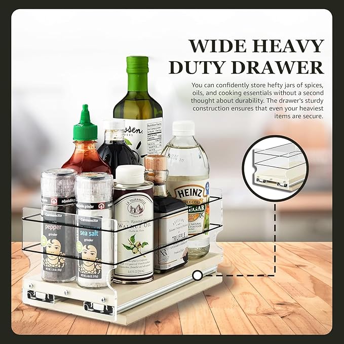 Vertical Spice - Heavy Duty Kitchen Spice Rack Storage - Pull Out Drawers For Kitchen Cabinets - Sliding Pantry Organizers - Seasoning Cabinet Pull Out Shelves - Made in USA - 5.75"W x 5.0"H x 10.6"D