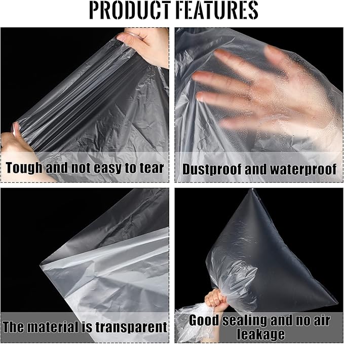 Teling 50 Pack 5 Gallon Bucket Liner Bags Clear Ice Bucket Liners Turkey Brine Disposable Marinating Container Bag for Storage Food, Leak Proof竊?0 x 28 Inches(3 Mil)