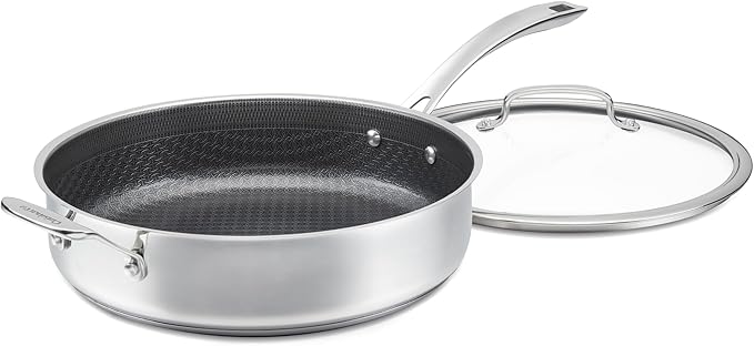 Cuisinart FusionPlus Nonstick Stainless Steel Cookware, 5-Quart Saut챕 Pan with Cover and Helper, PFAS-Free PURELYSEAR Ceramic Non Stick Technology, Scratch Proof, Cool Grip Handles, Dishwasher Safe