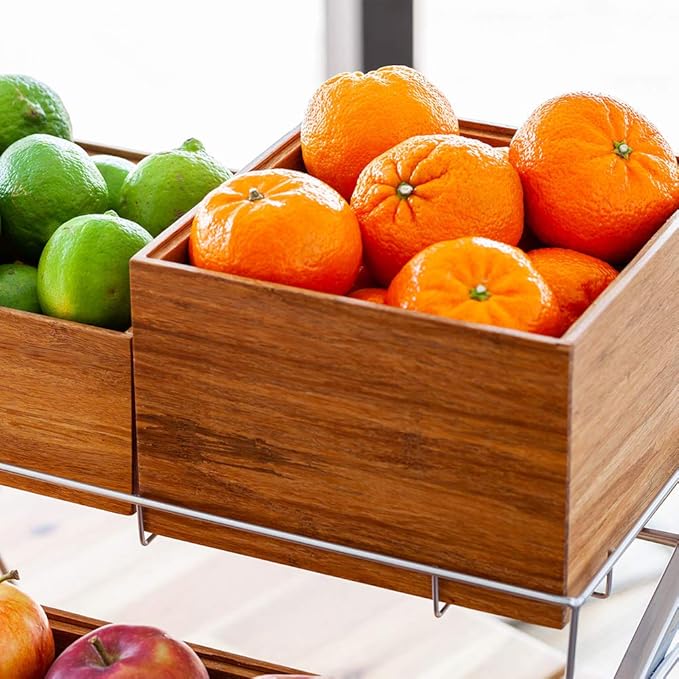 Eco Display Natural Bamboo Condiment Rack Deep Box - 7" x 7" x 4 3/4"