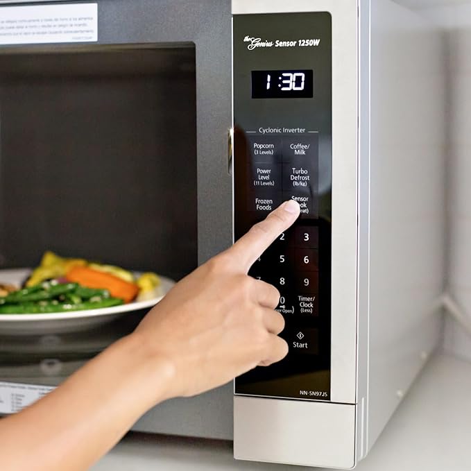 Panasonic Microwave Oven, Stainless Steel Countertop/Built-In Cyclonic Wave with Inverter Technology and Genius Sensor, 2.2 Cu. Ft, 1250W, NN-SN97JS (Silver)