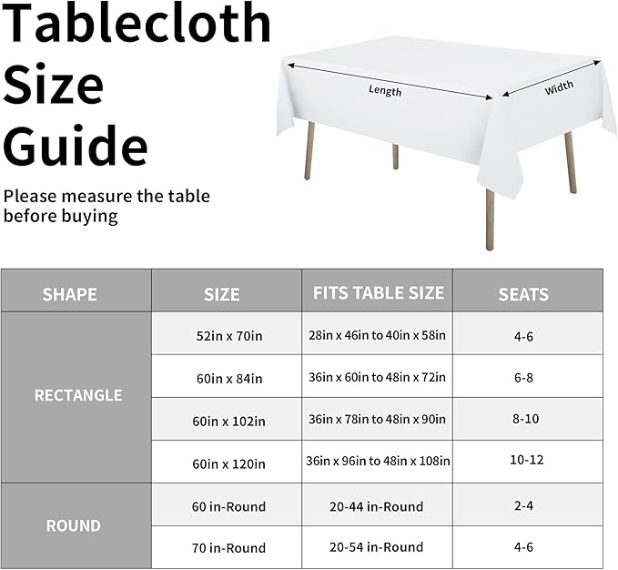 Easy-Going Faux Linen Waterproof Spill-Proof Tablecloth Stain Resistant Rectangle Table Cloth Wrinkle Free Decorative Fabric for Kitchen, Dining, Party, Weddings, Restaurants (60x102 in, White)