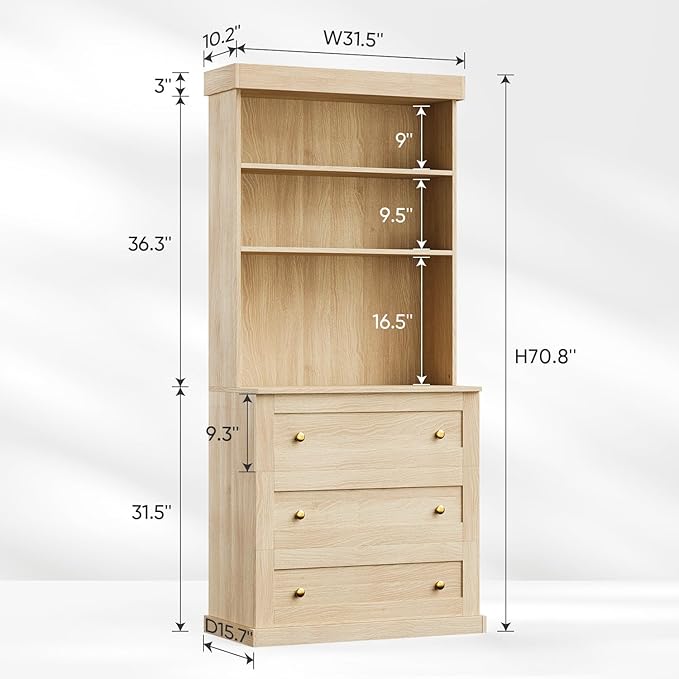 71" Tall Farmhouse Kitchen Pantry, Large Storage Cabinet with Drawers, Freestanding Coffee Bar Hutch with Microwave Stand, Adjustable Shelves for Kitchen, Living Room, Brown 4 Pcs