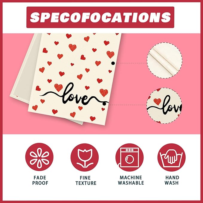 XCHI Red Little Love Hearts Valentine's Day Table Runner Table Decoration for Party Home Kitchen Dining Holiday Decor 13x108 Inch