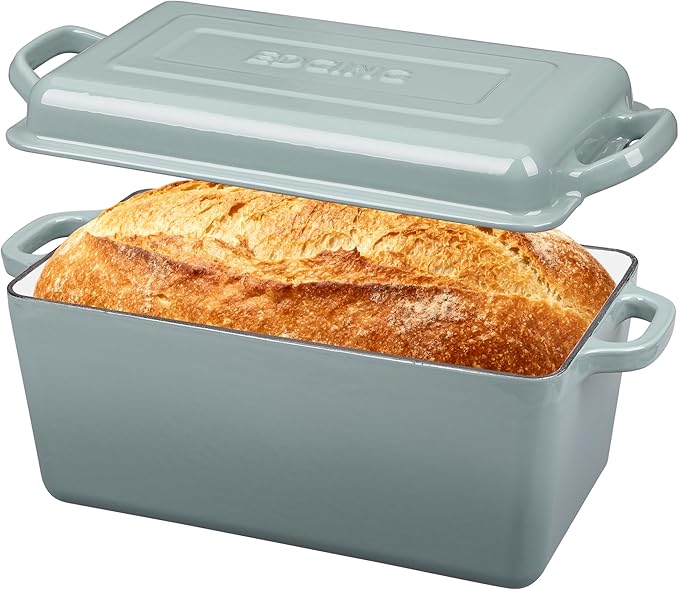 Enameled Cast Iron Dutch Oven, Oblong Bread Oven for Sourdough Bread Baking, Baking Pan, Dual Handles, Oven Safe, 4 Quart, Seasalt