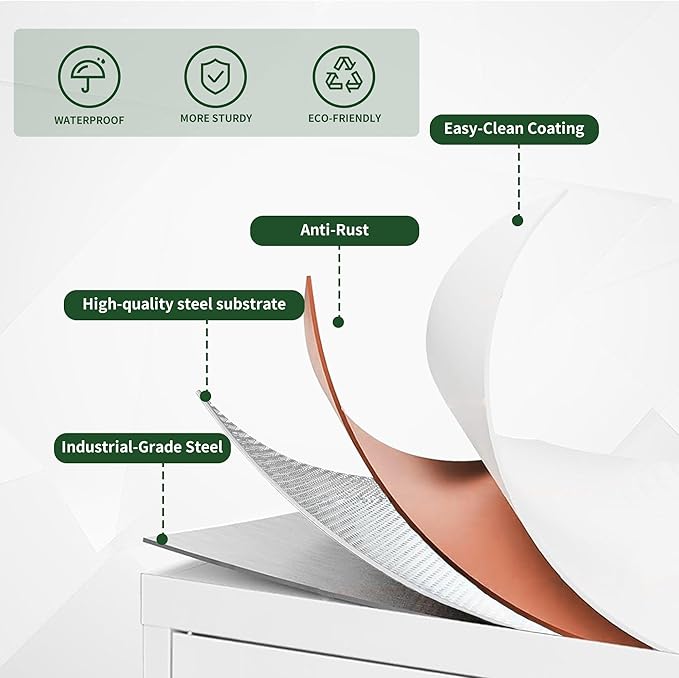 72" Tall Kitchen Pantry Cabinet,White Metal Pantry Cabinet with 2 Doors & 5 Adjustable Shelves,Utility Storage Cabinet Rust-Resistant for Living Room,Dining Room,Bathroom,Garage,Basement