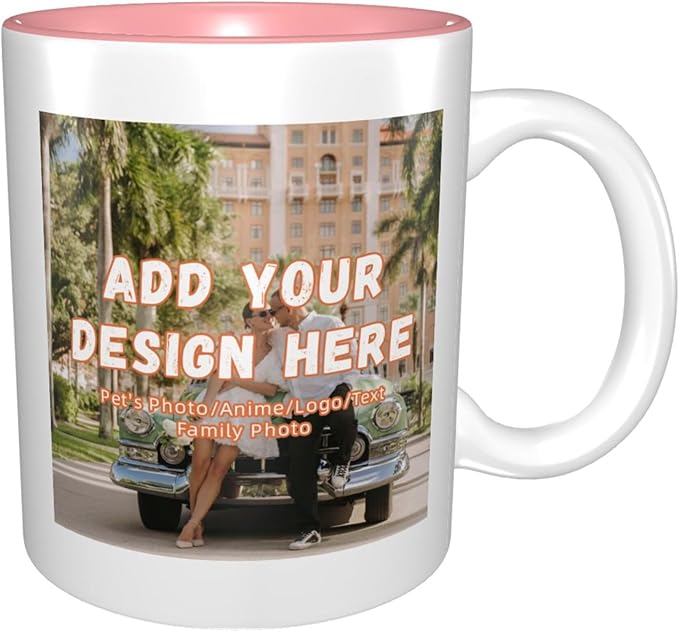 Custom Color Mugs with Partial or Full-Size Printing Customizable Photos and Text Coffee Mugs Creative Multicolor Designs Image (Partial, Pink)