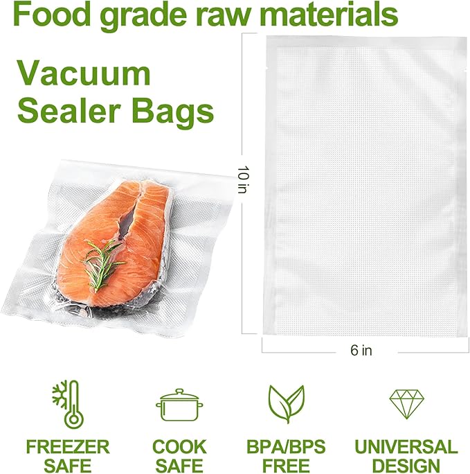 W&Y W&Y 100 Single-Ply Vacuum Sealer Bags (6"x10" Quart) ??Pre-Separated, Commercial Grade, BPA Free for Food Storage, Sous Vide & Meal Prep ??1 Pack (100 Count)