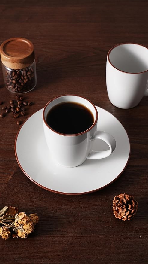 famiware Venus Coffee Mugs for 4, 12 oz Mug Set, Dringking Cup with Handle for Coffee, Tea, Cocoa, Milk, White