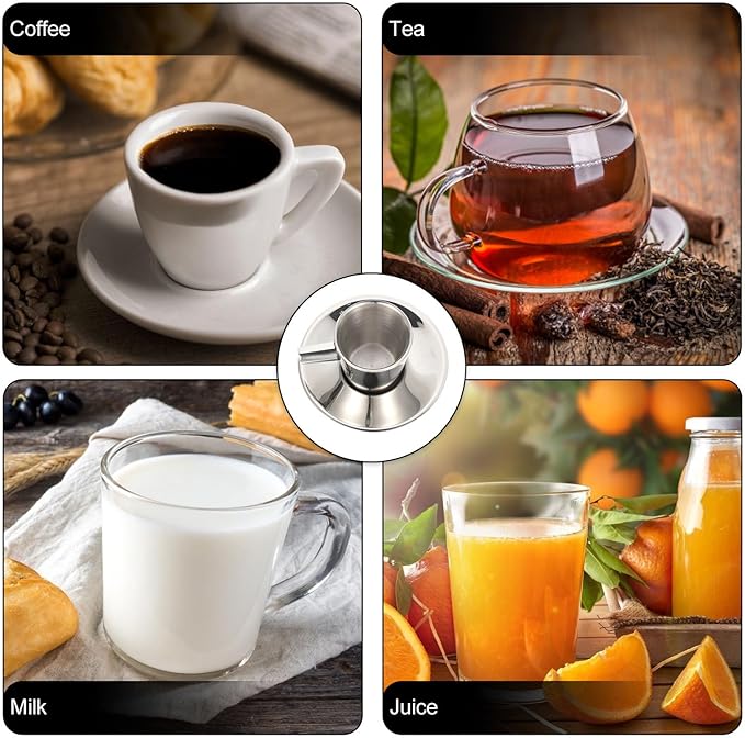 Double Layer Stainless Steel Espresso Coffee Cup and Saucer Set 80Ml Compact Tea Cup for Afternoon Tea and Milk with Heat Insulation, Sturdy Metal Drinkware Kit