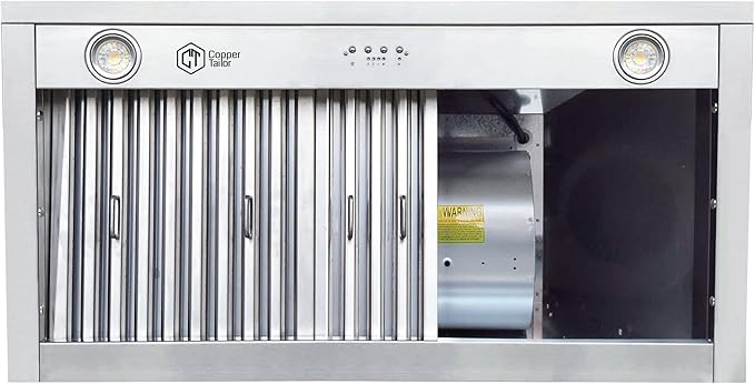 CT Copper Tailor Copper Vent Hood Island Mount,30'' W,39''H, 610 CFM Exhaust Fan,Stainless Steel Vent,LED Light,Dishwasher-Safe Baffle Filters,Smooth-Dark Patina,VH3A