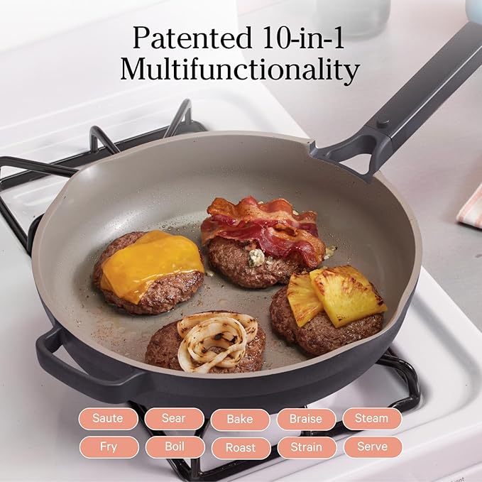 Our Place Large Always Pan | 12.5" Ceramic Pan with Modular Lid & Beechwood Spatula | Patented 10-in-1 Nonstick, Non-Toxic Cookware Made Without PFAS | Induction & Oven-Safe up to 450째F | Char