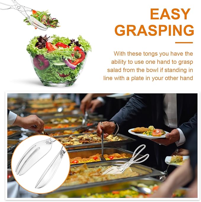 18 Pcs Plastic Serving Utensils 9" Clear Disposable Utensils Set Includes Spoons Serving Forks Tongs for Birthday Wedding Parties Buffet Cutlery Food (Clear)