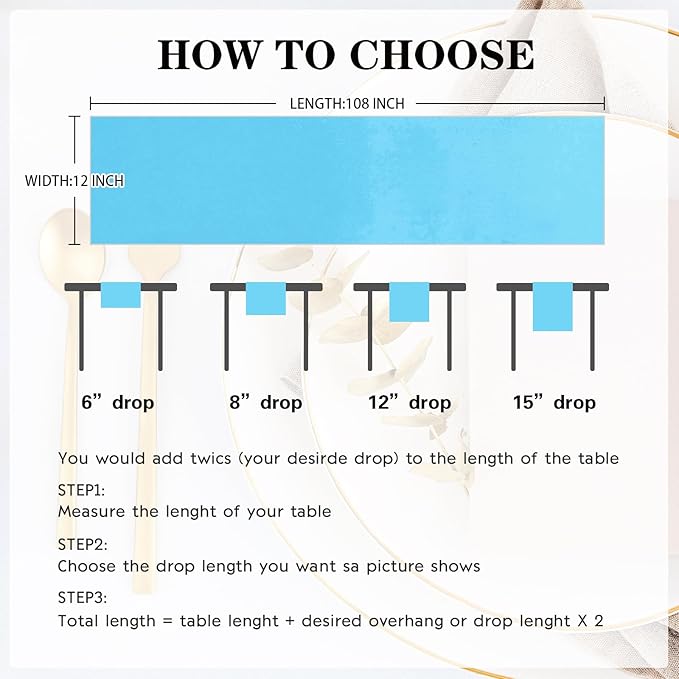 Yblut 10 Pack Satin Table Runner 12 x 108 Inch Long Blue Silk Table Runner for Wedding Party Banquet Birthday Decoration