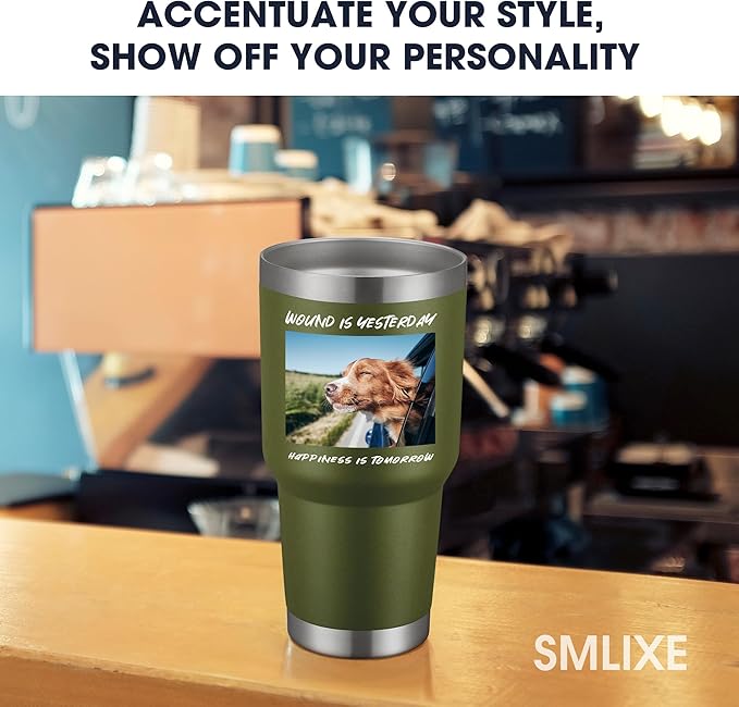 SMLIXE Personalized Coffee Tumbler Print in USA 30oz Stainless Steel Double Wall Insulated Coffee Cup With Text Photo Logo