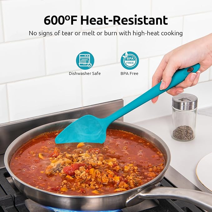 U-Taste Silicone Spoon Spatula Set, 600쨘F High Heat Resistant Food Grade Flexible Rubber Scraper, Cooking Mixing Baking Kitchen Utensils Set of 3 (Multicolors)