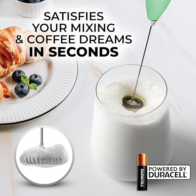 Zulay Kitchen Milk Frother Handheld Electric Whisk with AA Duracell Batteries ??Durable Drink Mixer for Coffee, Lattes, Cappuccinos & More - Ocean