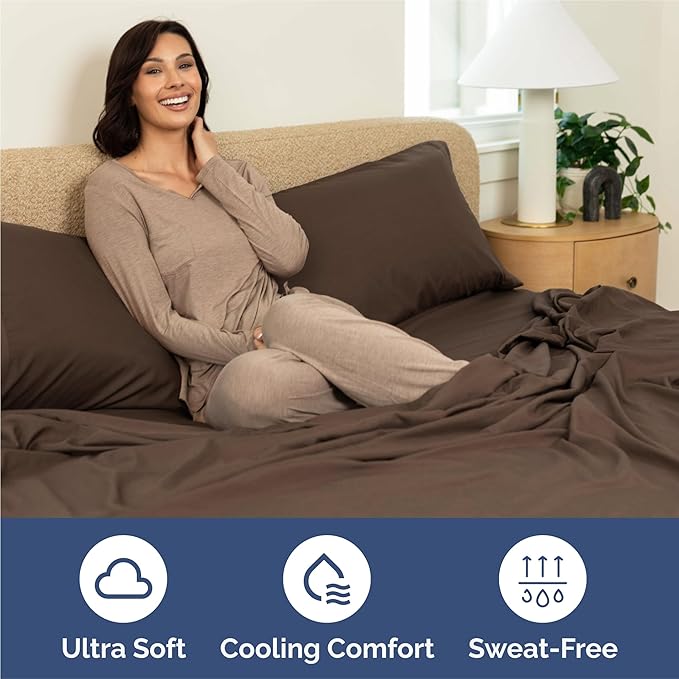 Queen 6 Piece Sheet Set - Cooling & Breathable Bed Sheets - Hotel Luxury Bed Sheets for Women, Men, Kids & Teens - Comfy Bedding w/Deep Pockets & Easy Fit - Soft & Wrinkle Free - Queen Brown Sheets
