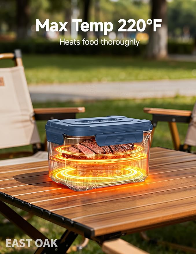 EAST OAK Cordless Electric Lunch Box for Adults,5.5 Cups Rechargeable Self Heating Lunch Box-Automatic Heating,Food Warmer with Memory Function & Automatic Keep Warm,Perfect for Work and Trip(Blue)