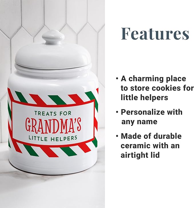 Let's Make Memories Personalized Cookie Jar - For Bakers - Kitchenware - Ceramic - Airtight Lid - Treats for Little Helpers - Christmas Cookie Storage
