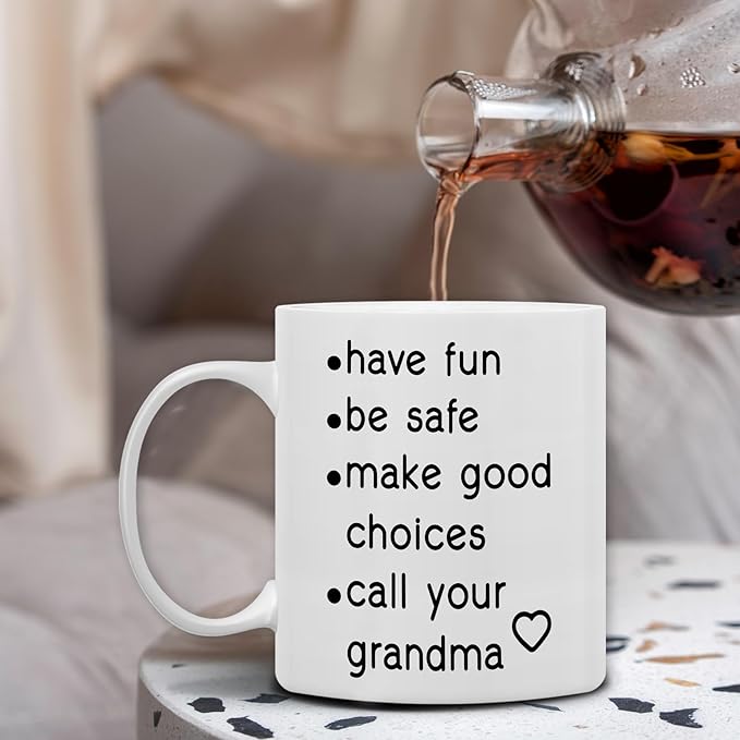 QASHWEY Funny Call Your Grandma Coffee Mug, College Freshmen Grandkids Graduation Gift, Call Your Grandma Coffee Cups Ceramic 11 Ounce, College Gift Tea Mug Cup, Gifts for College Grandkids Students