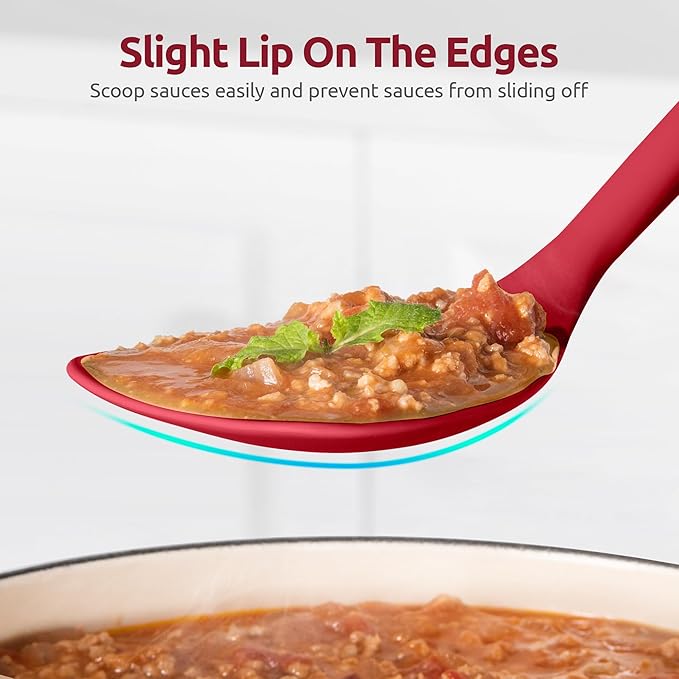 U-Taste 600쨘F Heat Resistant Wok Spatula: 13.76" Long, 3.63" Wide Silicone Cooking Utensils with Flexible Edge & Sturdy Core, for Kitchen Stir Fry, Serving, Scoop, in Non-Stick Pan, Carbon Steel (Red)