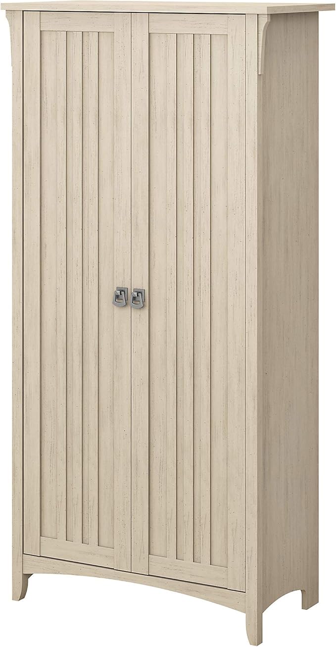 Bush Home Salinas Kitchen Pantry Cabinet with Doors in Antique White