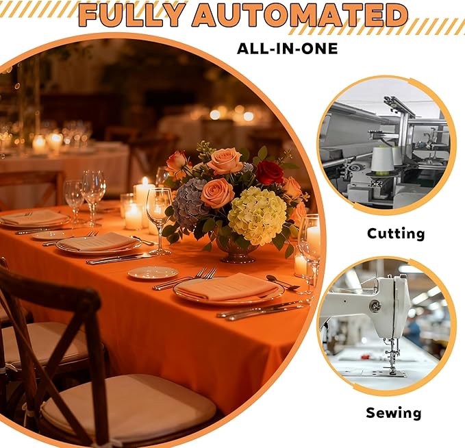 TWINPRET Rectangle Tablecloth 60 x 126 Inch, Orange Waterproof Washable Polyester Table Cloth - Stain & Oil Resistant Rectangular Table Cover for Banquet & Party (Fits 8 Foot Tables) [2 Pack]