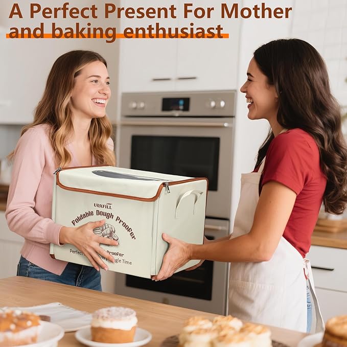 Folding Bread Proofing Box with Temp Control(50-122?? & 48H Timer, Dough Proofer with Metal Rack, Proofing Box for Sourdough, Bread Baking, Pizza, Yogurt, Kombucha, Space-Saving & Easy to Use