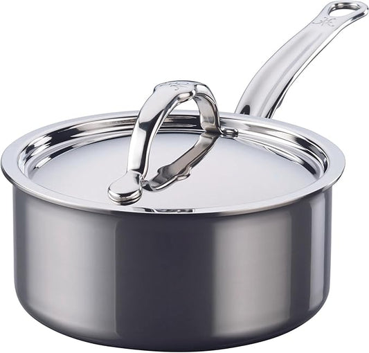 Hestan - NanoBond Collection - Titanium Stainless Steel 1.5-Quart Sauce Pan with Lid - Toxin, PFAS, & Chemical Free Clean Cookware, Induction Cooktop Compatible