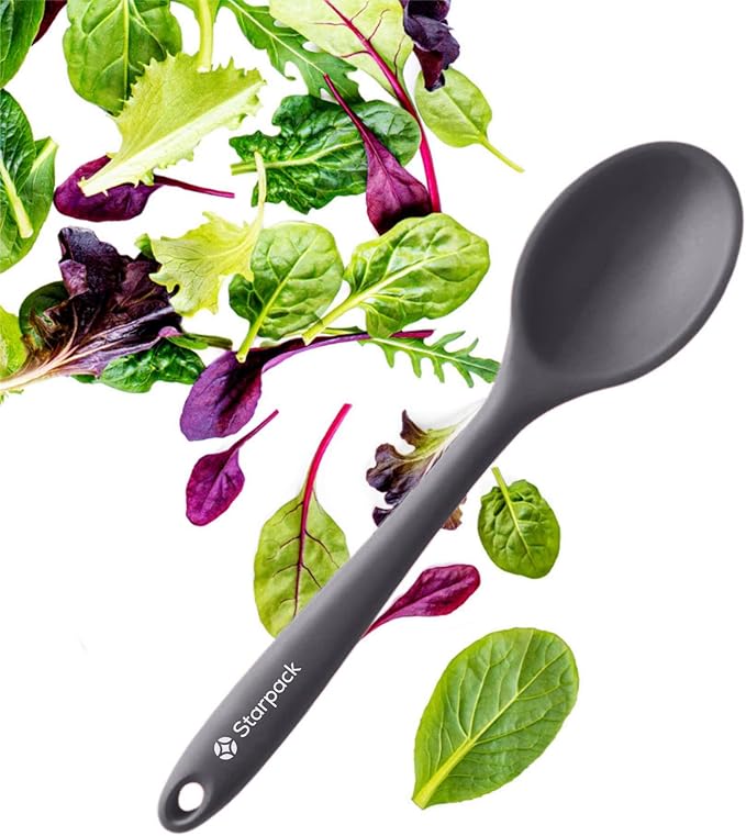 Starpack 'Mix it Up' Premium Silicone Cooking Spoons - Silicone Mixing Spoons for Baking Heat Resistant 600째F - Kitchen Spoons for Nonstick Cookware - LFGB Grade Serving Spoons - Rubber Stirring Spoon