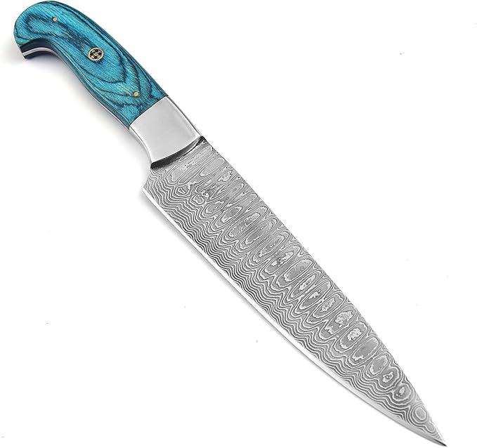 101-1 Stainless Steel Damascus Kitchen Knife Hand Forged Butcher Chef Knife 8" Sharp Blade Knife for Home Camping BBQ Gift for Men 101-1 (1)