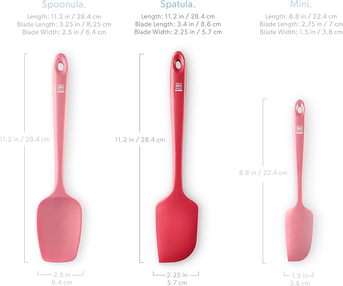 DI ORO - Large Silicone Spatula - 600쨘F Heat-Resistant Spatula - Seamless Design - Pro-Grade Non-Stick Silicone Rubber with Reinforced Stainless Steel S-Core Technology (RED)