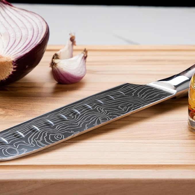 17-Piece Master Chef Knife Block Set ??Damascus Steel & Acacia Wood Block