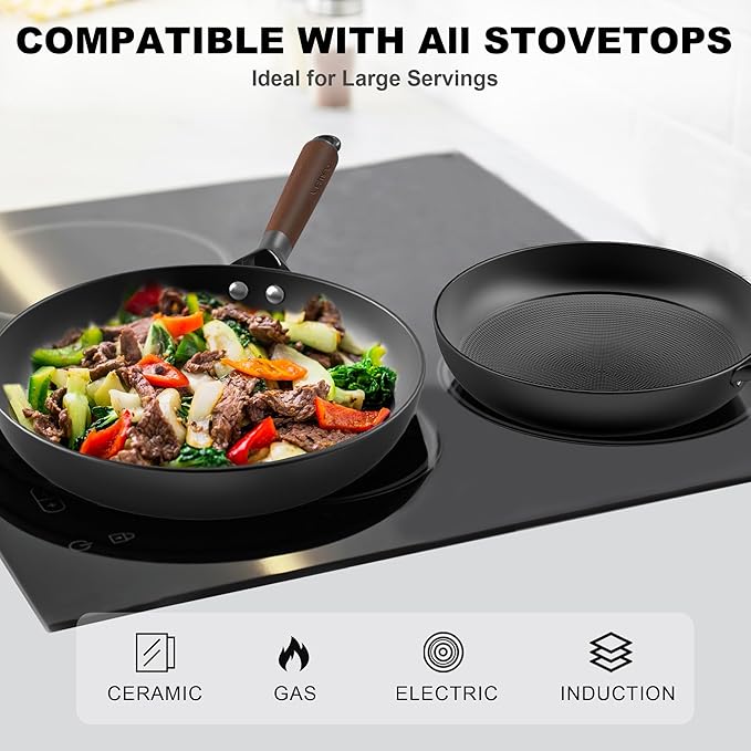8" Cast Iron Skillets, Non Stick Frying Pan with Removable Handle, Oven & Dishwasher Safe Cooking Pan Compatible with All Stovetops