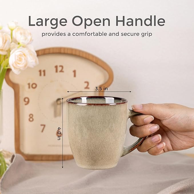 GBHOME Ceramic Coffee Mugs Set of 4, 12oz Stoneware Coffee Mugs Set For Dad Mom Women MEN, Light Weight Ceramic Coffee Cups for Latte/Tea/Beer/Hot Cocoa, Dishwasher & Microwave Safe