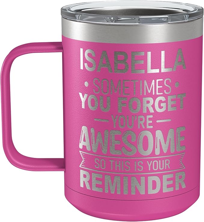 Personalized Inspirational Travel Coffee Mug, Inspirational Gifts for Men Dad Wife Sister Women, Custom Birthday For Him Her, Customized You?셱e Awesome Tumbler, Teacher Coworker Gifts 15oz Pink