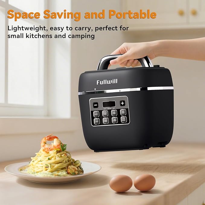 Fullwill Electric Pressure Cooker Lite, Slow Cooker, Rice, Saut챕, Warmer, Olla de Presion Nonstick Pot 3 Quarts