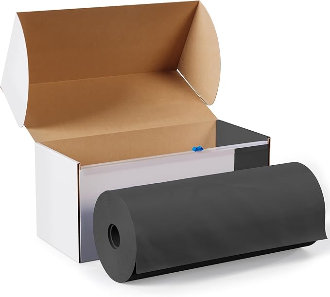 Party Solids 54 Inch X 100 Feet Black Plastic Table Cover Roll in A Cut - to - Size Box with Convenient Slide Cutter. Cuts Up to 12 Rectangle 8 Feet Plastic Disposable Tablecloths