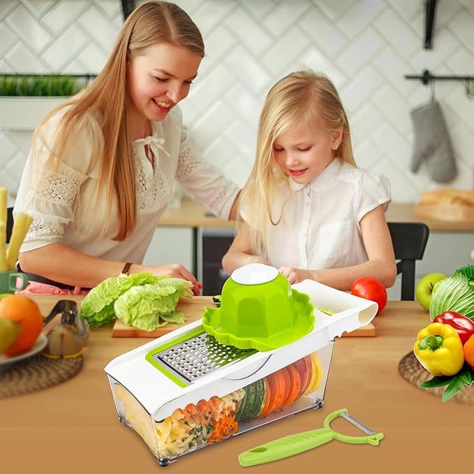 ADODU Graters For Kitchen, Cheese Grater with Container, Mandoline Slicer For Kitchen, Vegetable Grater, Carrot Shredder, Julienne Slicer and Peeler, Potato Slicer