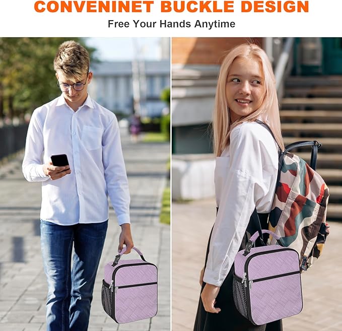 esouler Lunch Box for Men Women Adults Small Insulated lunch Tote Bag for Work Picnic Beach- Freezable Cooler Bag portable Lunch box (Purple)