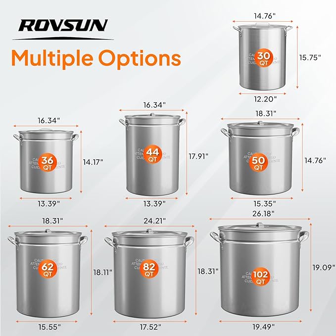 ROVSUN 36QT Stainless Steel Seafood Boil Pot with Strainer Basket, Lid & Hook, Versatile Stock Pot for Crab, Lobster, Shrimp Boiling, Heavy-Duty Turkey Fryer for Outdoor Cooking & Gatherings