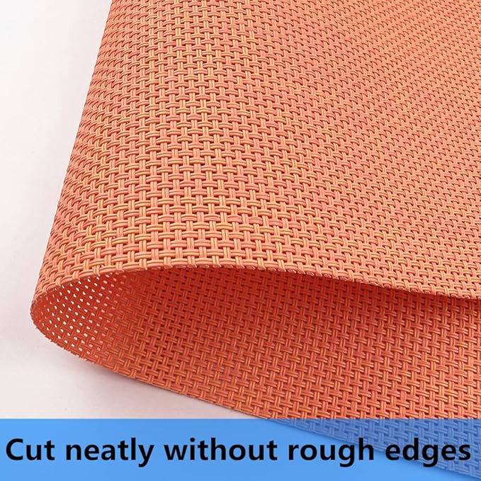 WAZAIGUR Placemats,Easy to Clean Crisscross Woven Vinyl Place Mats Durable Non-Slip Heat Resistant Table Mats,Placemats for Kitchen Table (Orange, 6)
