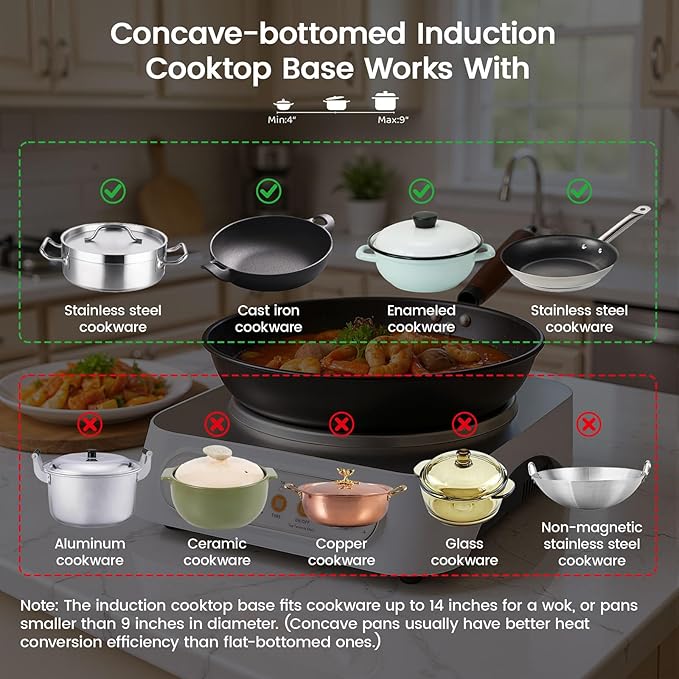 Induction Wok Burner, NESTIQEX Portable Induction Cooktop with Carbon Steel Wok, Glass Vented Lid, Rack, 194??446?? 24 Hrs Timer, Auto-off 1700W/120V Electric Burners for Restaurant, Kitchen