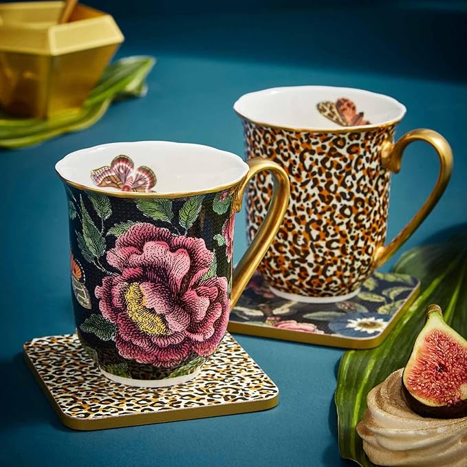 Spode Creatures of Curiosity Mug, Set of 4 ??12 Oz Fine China Coffee & Tea Cups ??Elegant Victorian-Inspired Drinkware Collection ??Assorted Designer Mugs for Kitchen & Dining D챕cor ??Dishwasher Safe