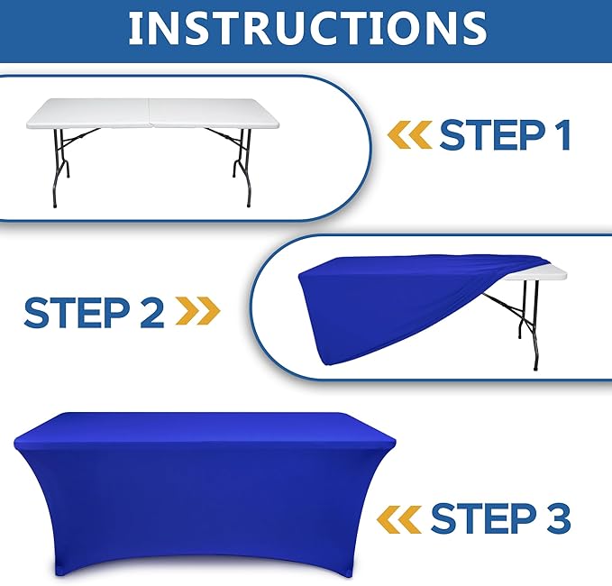 Enjoyidea Spandex Table Cloths for 8 Foot Rectangle Tables-6 Pack Fitted Stretch Royal Blue Table Covers-Folding Tablecloths for Party, Vendor Booth Display, Banquet Buffet Event, Craft Trade Show