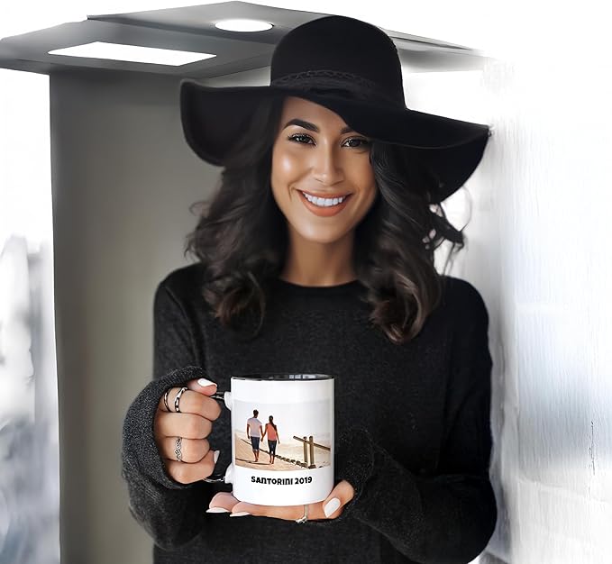Personalized Coffee Mug | Custom Photo, Text, or Logo Cup (11oz, Black Rim, Inner, and Handle) |Dishwasher & Microwave Safe |Unique Gift for Men & Women ?밫aza Personalizada