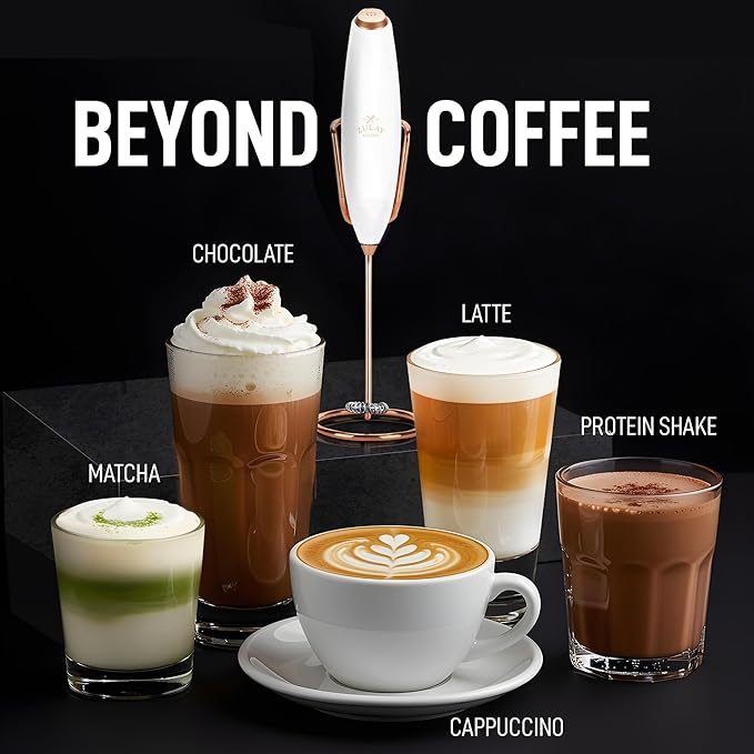 Zulay Kitchen Executive Series Luxury Gift Milk Frother with 4 Duracell Batteries ??Handheld Electric Foam Maker for Coffee, Lattes & Hot Chocolate ??Deluxe Finish, Ultimate Gift for Coffee Lovers