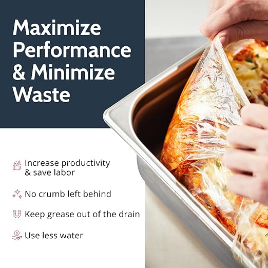 PanSaver Low Temperature Liners for Easy Clean Up - Disposable Buffet Pan Liners, Ovenable up to 220F - Clear (Third Pan - Medium & Deep | 19 x 14 IN)