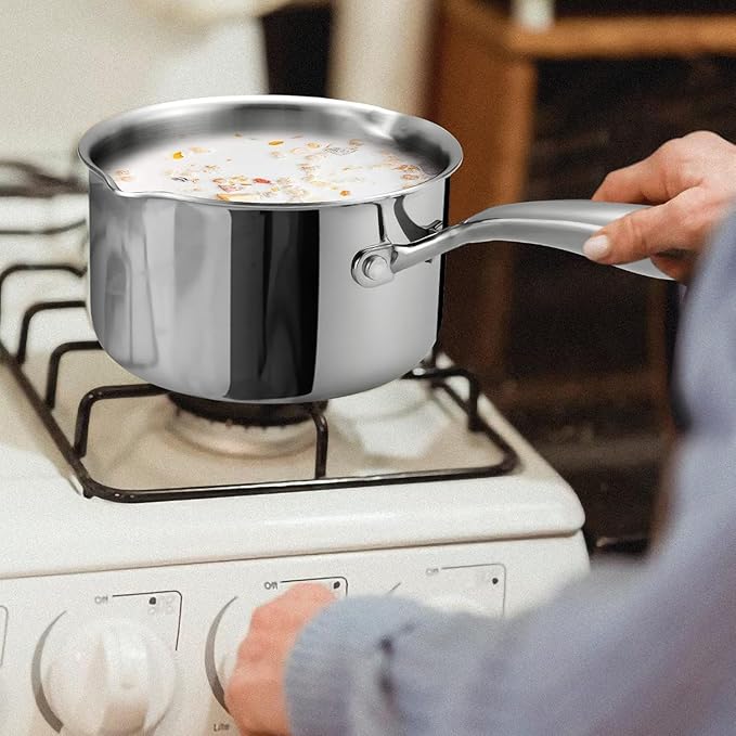 Tri-Ply Stainless Steel Sauce Pan with Steamer Basket & Straining Glass Lid ??Heavy-Duty,Thick Base,Rust-Resistant,Warp-Free ??00% Food-Grade ?볿uilt to Last??Works with All Stovetops, Pasta Pot 2.5 QT